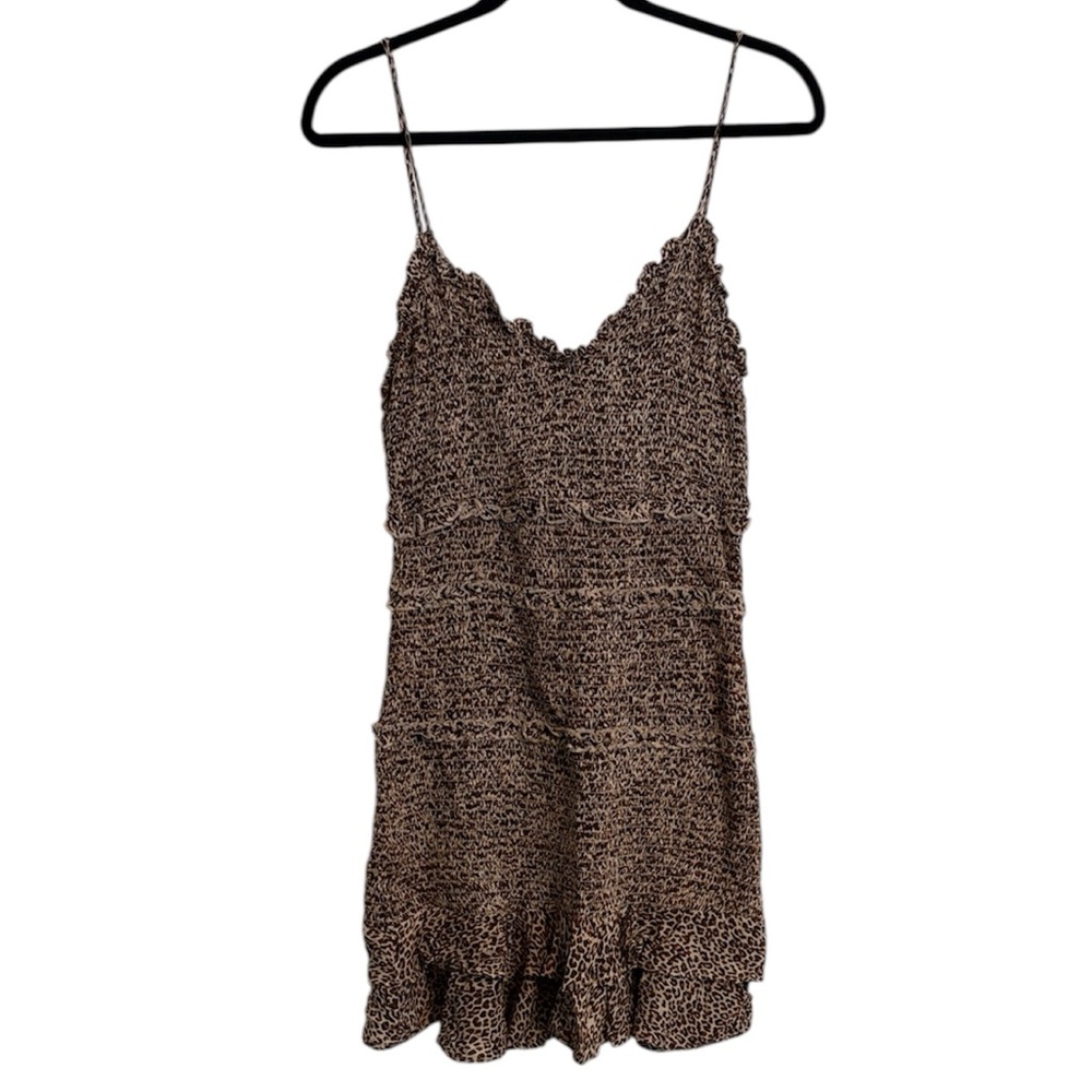 ☀️ Olivaceous Leopard Print All Over Smocking Mini Dress